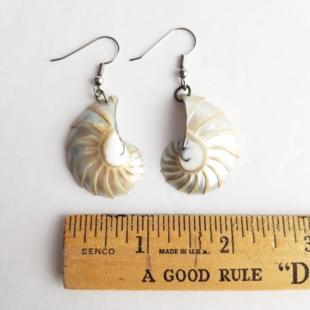 Nautilus Seashell Earrings - Picture 6 of 7